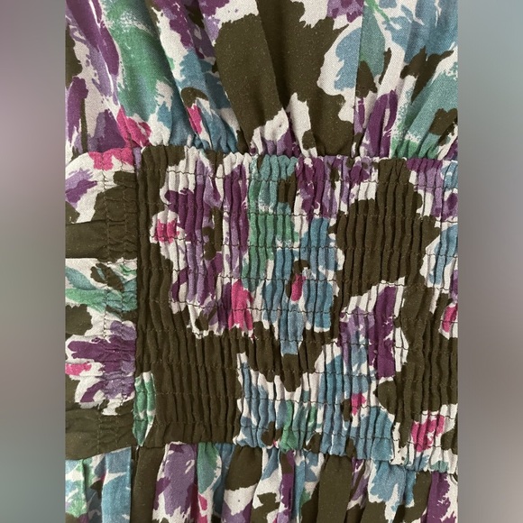 Free People Purple and Black Floral Ruched Tulle Cocktail Mini Dress size 4 EUC - Picture 4 of 9